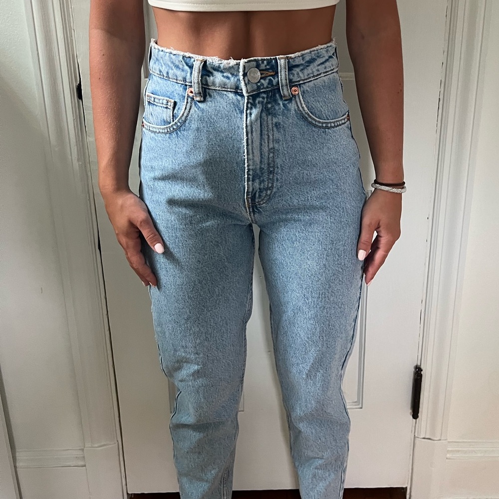 Zara High Waisted Straight Leg Jeans